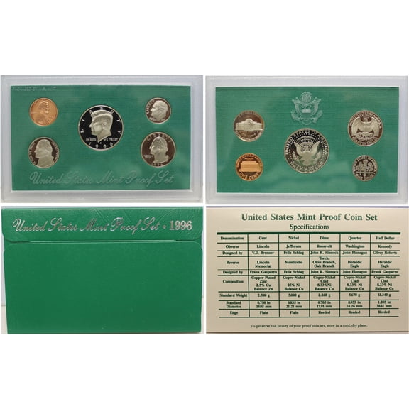 1996 Proof Set - U.S. Mint 5-Coin Set - Includes COA & OGP