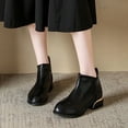 thumbnail image 3 of Black Women'S Casual Boots With A Pointed Toe Back Zip For Easy Wear Chunky Low Heel For Comfortable Style, 3 of 9