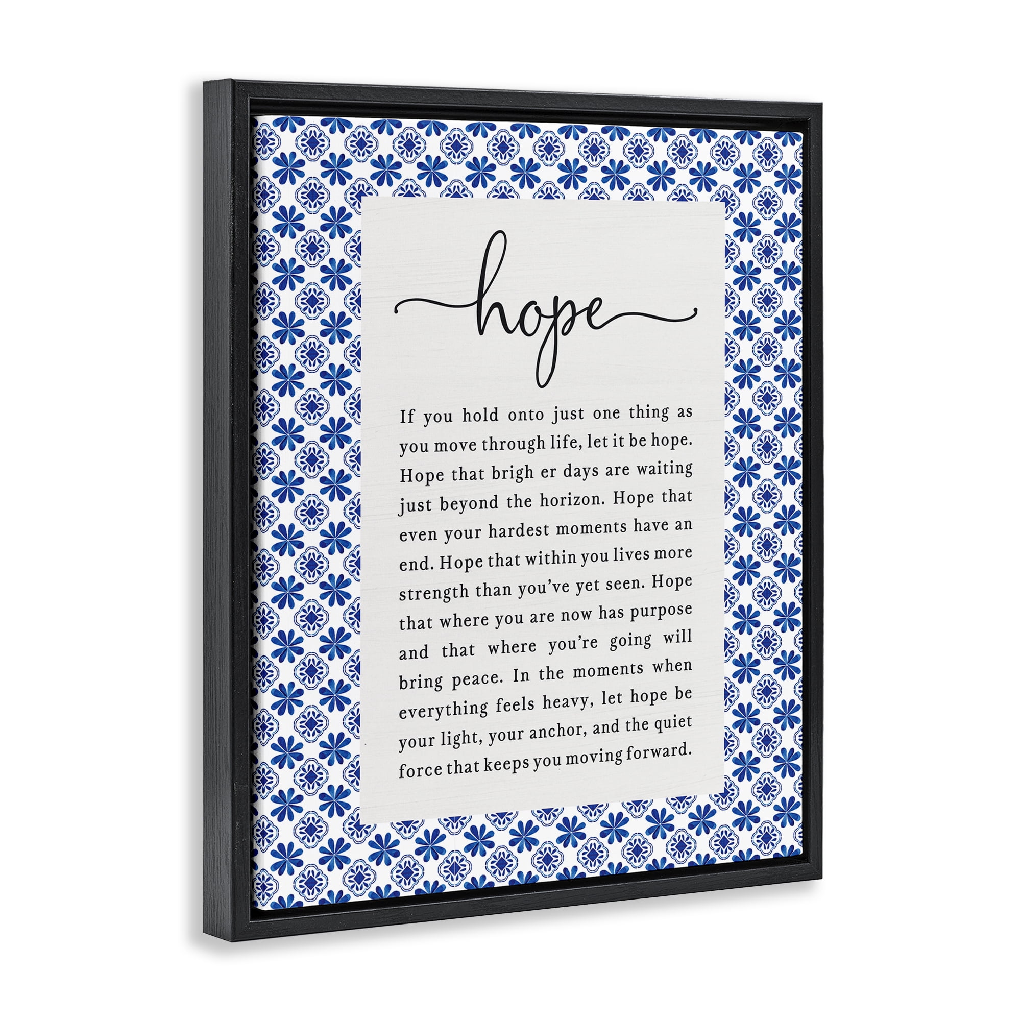 Hope For Brighter Days Black Framed Floater Canvas Wall Art, design by Lettered and Lined