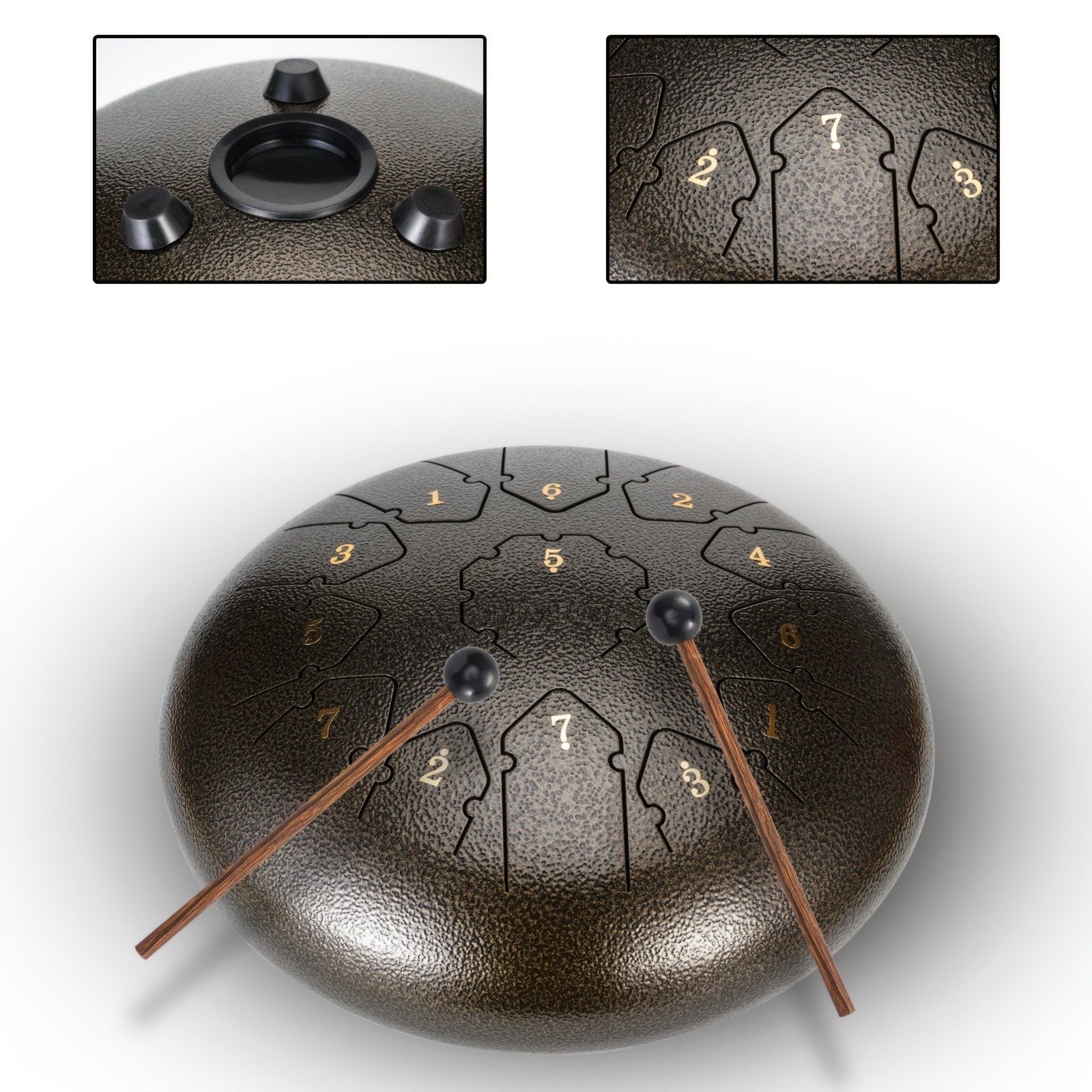 12 Inch 13 Note Steel Tongue Drum C Key Hanplate Percussion Instrument Arrow Shape Hand Pan Drum With Drum Mallets Carry Bag And Music Book,Used For Music Education Concert Spiritual