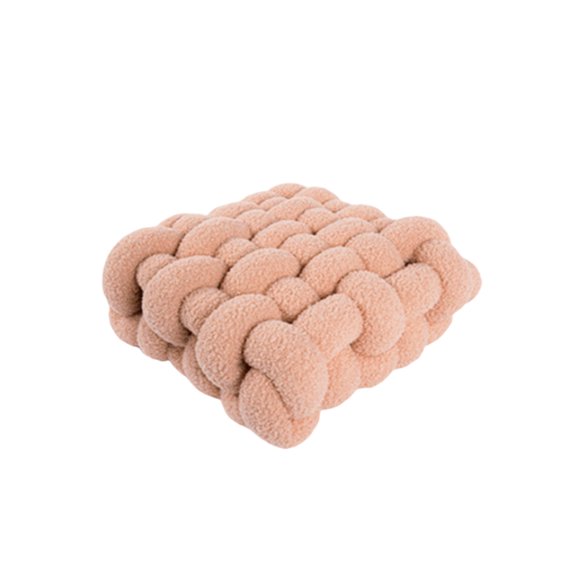 Cateissary Cojín de asiento de nudo tejido a mano de felpa suave, cojín de estilo nórdico, almohada decorativa para sofá, dormitorio, asientos Decoración del hogar flor rosa 30*33*12 CM