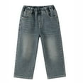 thumbnail image 3 of OGLCCG Boy's Casual Straight Leg Jeans Elastic Waist Loose Fit Denim Pants with Pockets Lightweight Baggy Jean Pants Size 5-15 Years, 3 of 6