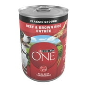 Purina ONE High Protein Natural Beef & Brown Rice Ground Wet Dog Food, 13 oz Can