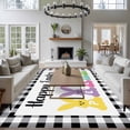 thumbnail image 3 of Plaid Easter Area Rugs 6'x9', Washable Small Throw Rugs for Kitchen Dining room, Bunny Black White Checkered Farmhouse Indoor Outdoor Rug Non-Slip Low Pile Carpet Runner Reversible Floor Mats, 3 of 8