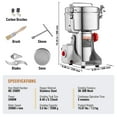 thumbnail image 5 of VEVOR 2500g Electric Grain Mill Grinder, High Speed 3400W Commercial Spice Grinders, Stainless Steel Pulverizer Powder Machine, for Dry Grains Spices Cereals Coffee Corn Pepper, Swing Type, 5 of 9
