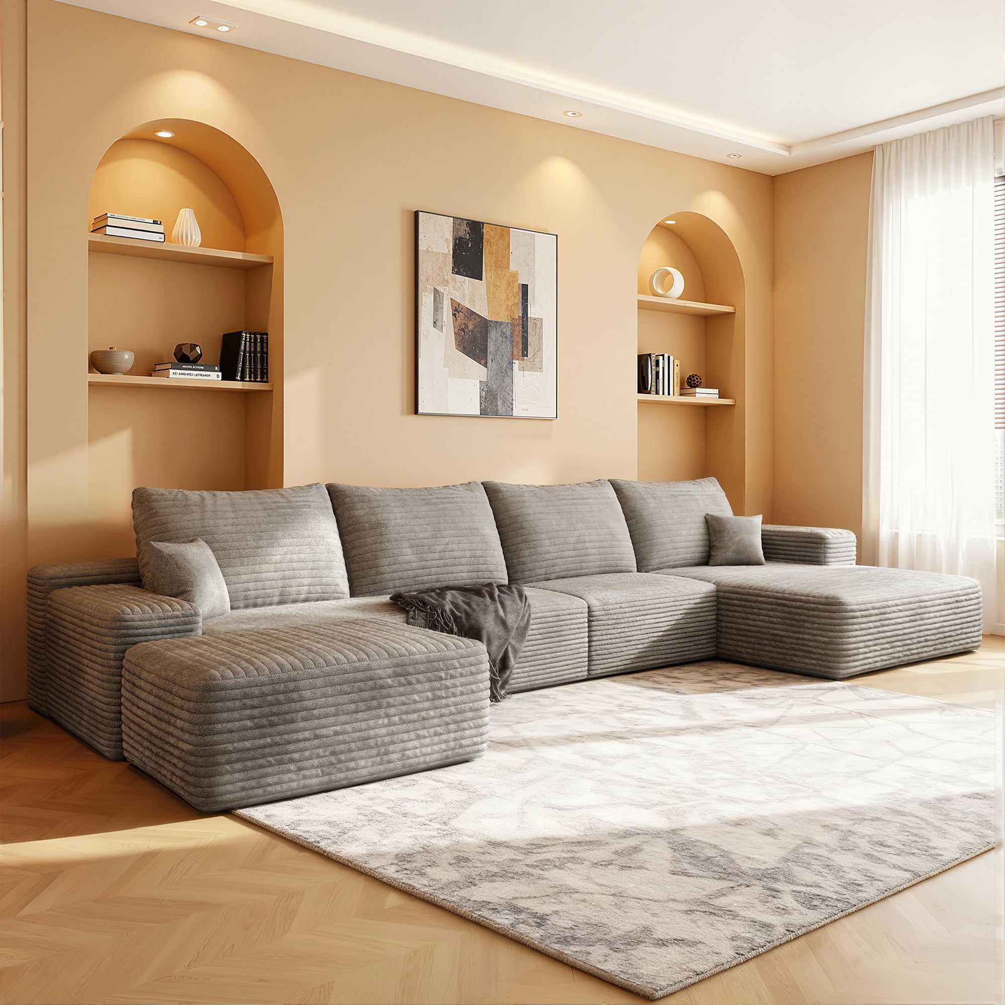 MAYEERTY 5-Seat Gray Sectional Sofa 135