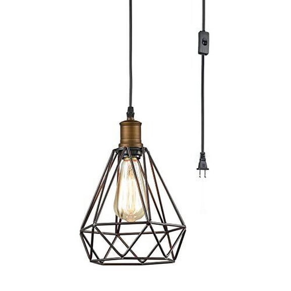 Claxy Plug in Pendant Light with Metal Cage