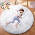 thumbnail image 2 of Vett (blue-violet tie-dye-ROUND 100x100cm)White Fluffy Round Rug Carpets for Living Room Soft Teen Girls Room Rug Nursery Bedroom Kid Furry Mat Pl, 2 of 5