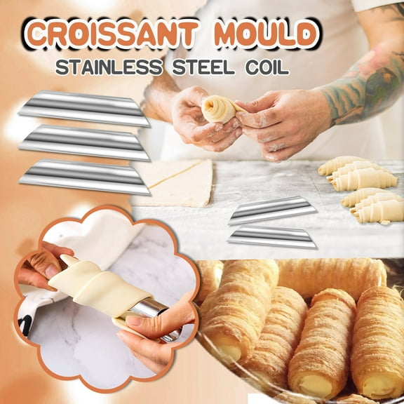 Large Horn Forms Cannoli Inch Steel Molds, Danish Stainless 5 Non-stick Cake Mold for Croissants and Pastries