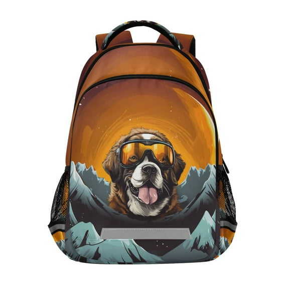 ALAZA Dog with Wave Backpack Elementary School Bag Bookbag Travel Rucksack