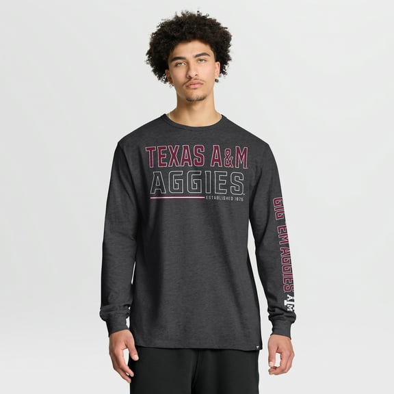 Men's Fanatics Charcoal Texas A&M Aggies Quad Fuel The Fire Long Sleeve T-Shirt