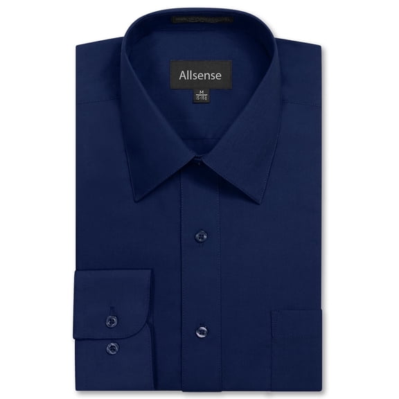 Allsense Men's Regular-Fit Long-Sleeve Dress Shirt, Navy Blue, 2X-Large