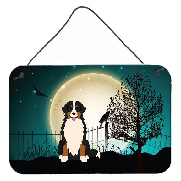 Carolines Treasures BB2226DS812 Halloween Scary Bernese Mountain Dog Wall or Door Hanging Prints  8x12 multicolor
