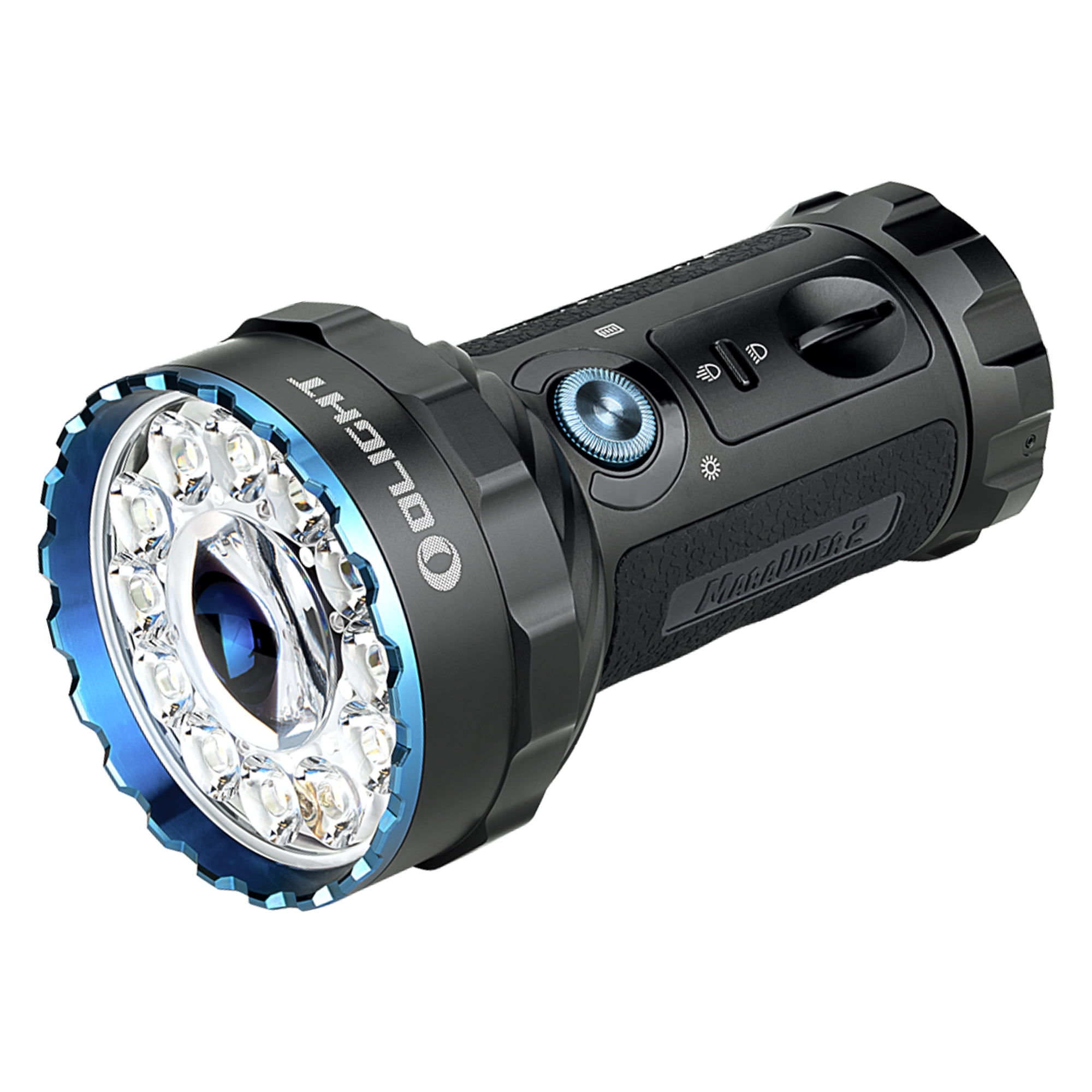 Olight Marauder Mini 7000 Lumen Rechargeable Flashlight with Spot, Flood  and RGB lights with Lumentac Organizer