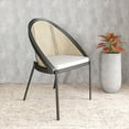 thumbnail image 3 of LeisureMod Dining Chair with Vinyl Fabric Seat and Wicker Backrest in Black Stainless Steel Legs Modern Accent Armchair Urbane Collection in Light Grey, 3 of 12