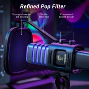 TONOR RGB USB Microphone, Cardioid Condenser Computer PC Mic with Tripod Stand, Pop Filter, TC30S