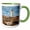 Green/White, variant on 3drose, Canada, Nova Scotia, Louisbourg, Louisbourg Lighthouse, Dusk, 11oz Two-tone Green Mug
