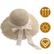 thumbnail image 4 of 1 sombrero de paja con lazo de encaje para verano y playa (cinturón de encaje desmontable), 4 of 5