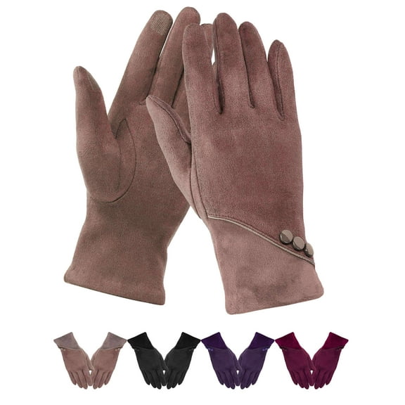 Spencer Womens Touchscreen Gloves, Winter Warm Thermal Soft Lining Suede Texting Gloves Windproof for Cold Weather, Black