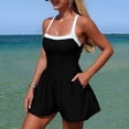 thumbnail image 5 of COMVALUE Women 2026 One Piece Swim Dress Swimsuit Tummy Control Cute Modest Skirt Bathing Suit Dress (Black, L), 5 of 8