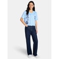thumbnail image 2 of Stitch Women’s Graphic Cropped Baseball Jersey Top, Sizes XXS-XXL, 2 of 5