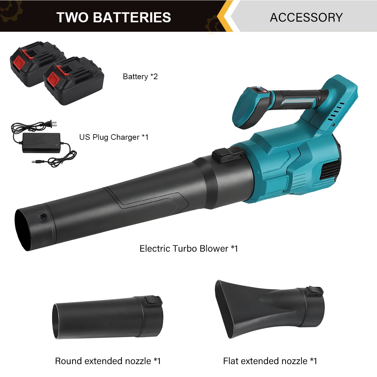 Leaf Blower,GOCHIFIX 580CFM/190MPH Brushless Electric Cordless Leaf Blower with 2PCS Batteries and 3 Nozzles,25000 RPM Lightweight Leaf Blowers for Patio Cleaning, Lawn Care