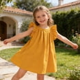 thumbnail image 2 of Grils Dress , Easter Dresses Girls Elegant Girls Summer Dress With Ruffle Sleeves Soft Solid Color A Line Dress For 1 6 Years Girls, 2 of 5