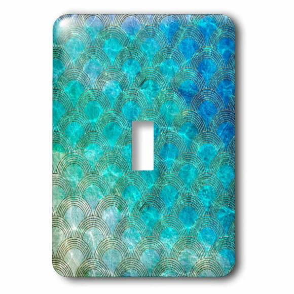 3dRose Shiny Teal Ocean Mermaid Scales Glitter Effect Art print - Single Toggle Switch