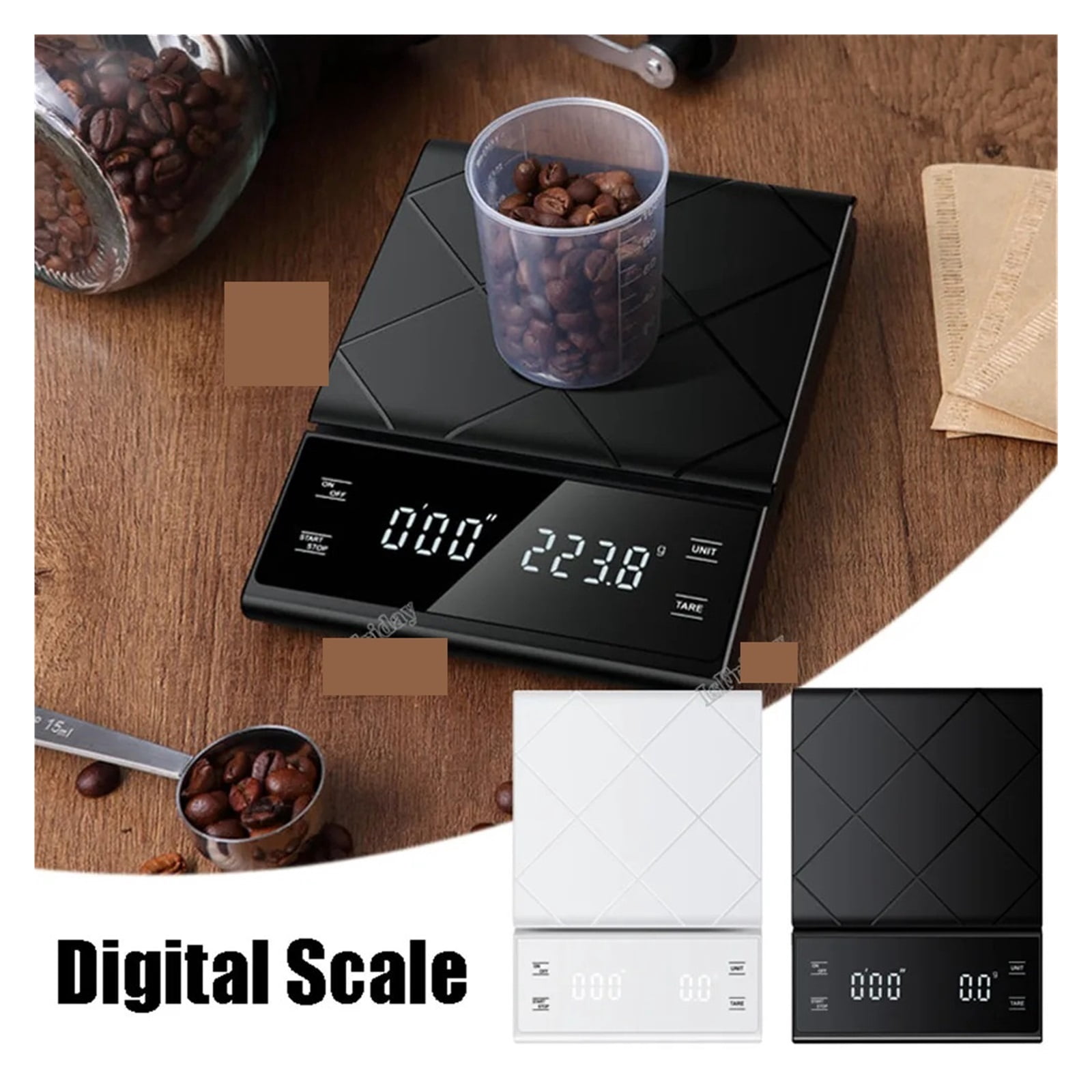 Coffee Scale, Timer Function, Digital Display, Maximum Weighing 3kg, Accuracy 0.1g Food Kitchen Scale Gram Weight Small Balance ,Smart Design