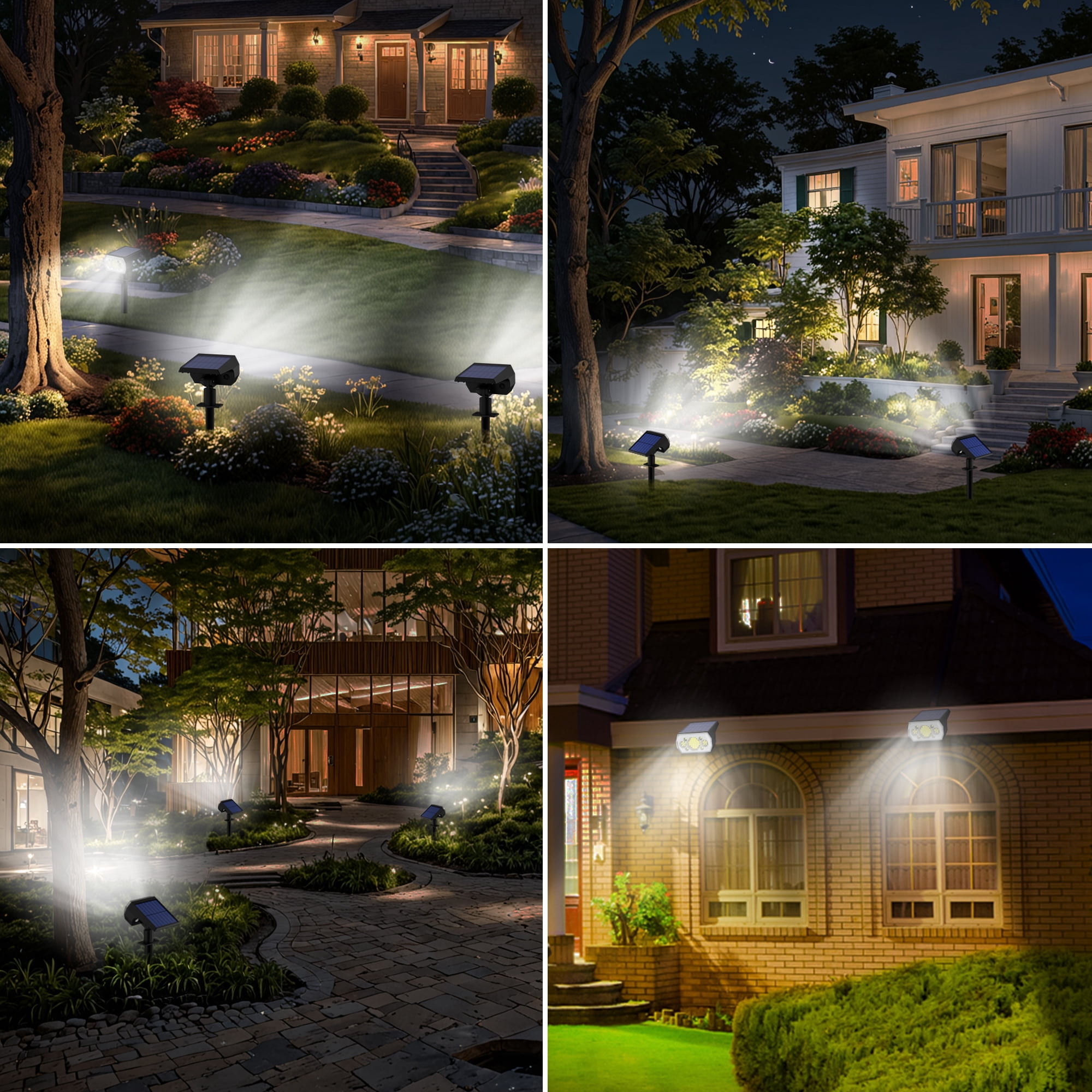 CHARKEE Solar Spot Lights Outdoor Waterproof,6 Pack/64 LED Solar Powered Garden Lights for Yard Landscape Lighting Decoration