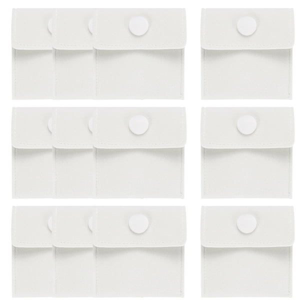Uxcell 12 Pcs Bolsas de Joyas de Terciopelo con Botón a Presión 2.8x2.8 Pulgadas para Anillos, Collares, Pulseras, Aretes, Relojes, Beige