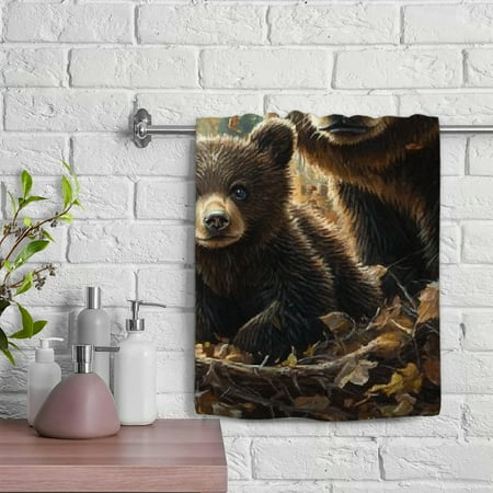 ZFLMY Bear Cub Woods Kitchen Towels Save 100% Polyester Spa Hand Towel Soft Bath Towel for Kitchens Bathrooms Showers 29.5x13.8 Inches 29.5x13.8in