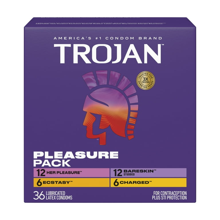 Trojan Pleasure Pack, Assorted Latex Lubricated Condoms for Men