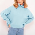 thumbnail image 1 of Pull pour Femmes Couleur Unie Pulls pour Femmes Mode Col Haut Pull Tricoté Grand Col Rond Haut Tricoté, 1 of 5