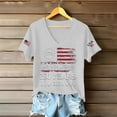 thumbnail image 4 of Iaqnaocc 4th Of July Tops for Women Trendy Short Sleeve Funny V Neck Patriotic 250&nbsp;anniversary usa flag Tops Vintage Summer Freedom Tee Shirts White L, 4 of 4