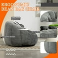 thumbnail image 3 of MOONMISS Chenille Upholstered Durable Comfort Lounger High Back Bean Bag Lazy Sofa-Gray, 3 of 6