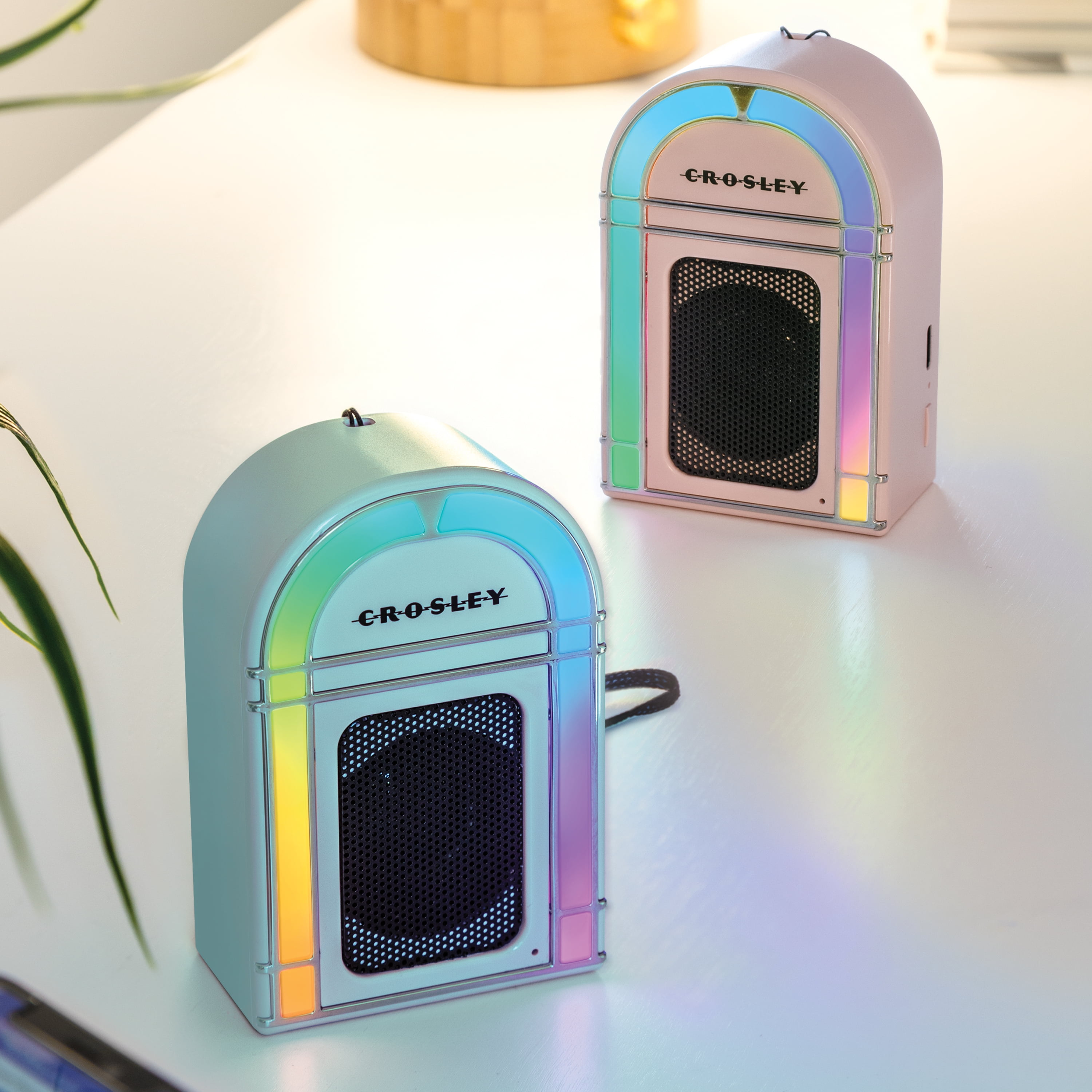 Crosley Mini Jukebox Retro Portable Bluetooth Speaker with LED Lights and Microphone, Vintage