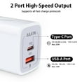 thumbnail image 2 of USB C Block,2PCS AILKIN 20W PD Type C Charger Block QC3.0 Dual USB Wall Charger Adapter Plug USB C Brick Power Delivery Fast Charge Quick Charging Charger Block,White, 2 of 5