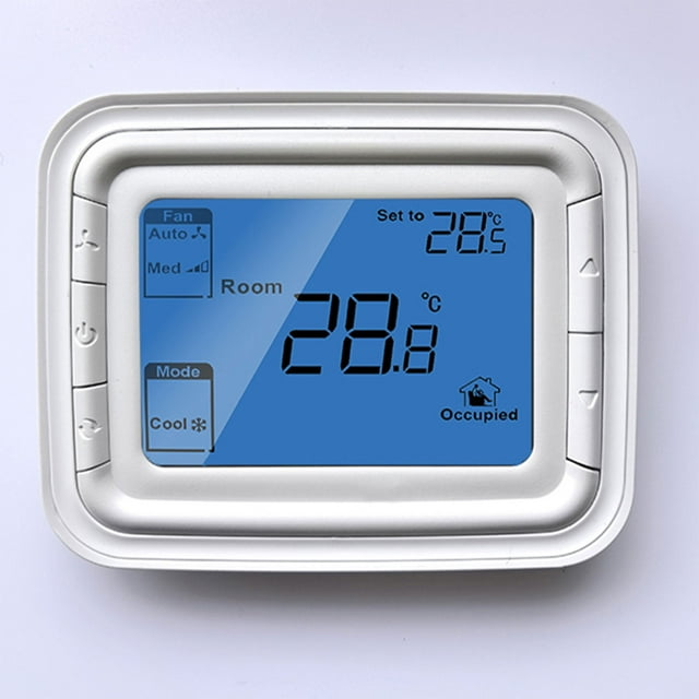 Mistaha Thermostat Numérique LCD Série T6861 Commande de Ventilateur Régulateur de Température Ambiante Écran Bleu Horizontal 9P 2 Commandes 12P 4 Commandes Coque Ignifuge en ABS
