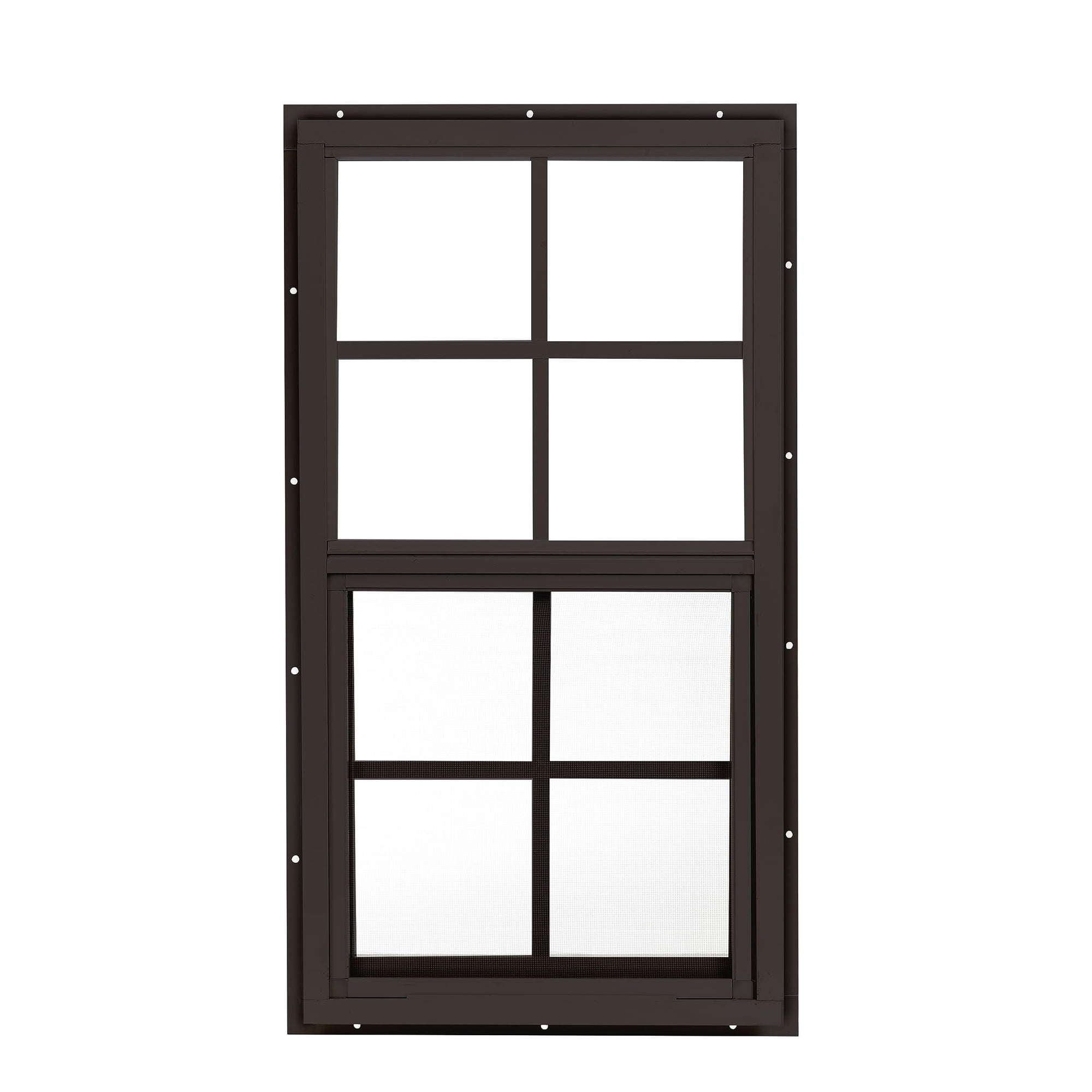 Shed Window 14" W x 27" H, Flush Mount Brown for Sheds, Playhouses, and Chicken Coops 1 PK (W1427BR-BX1)
