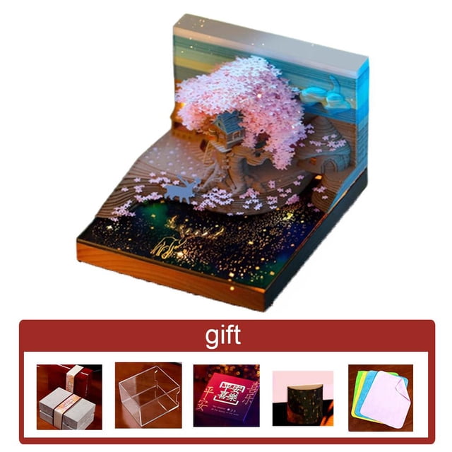 Wmool 3D Blossom Tree House Notes Paper Carving High Gift Stationery Funny Value Aesthetic Birthday Model