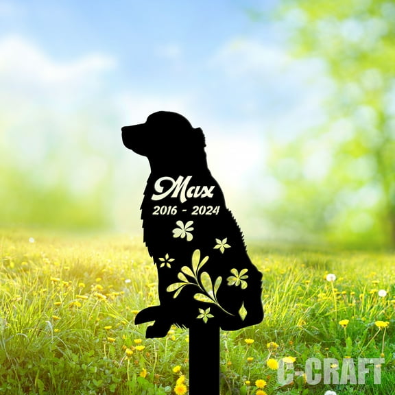 C-CRAFT Custom Golden Retriever Memorial Metal Yard Stake Weather Resistant for Outdoor Decor