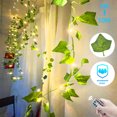 thumbnail image 2 of Guirnalda de luces artificiales con hojas verdes y flores de 2 a 10 m, guirnalda navideña alimentada por USB o batería para decoración del hogar, 2 of 5