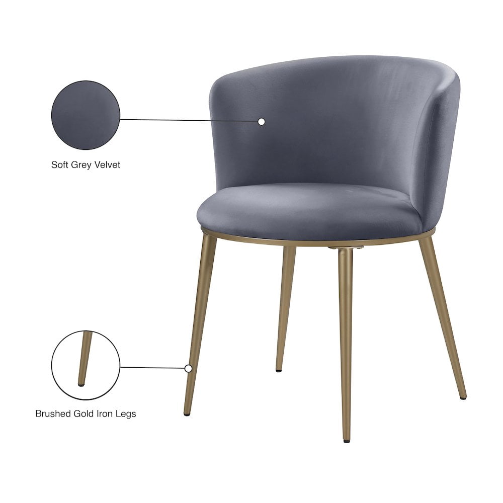 Meridian Furniture Skylar Gray Velvet Dining Chair (Set of 2)