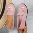thumbnail image 5 of Casual Slip‑On Knit Shoes For Women Breathable Hollow Out Floral Embroidered Flat Walking Shoes Non‑Slip Soft Sole Daily Comfort Sneakers Lightweight Wide Width Walkin Shoes, 5 of 8