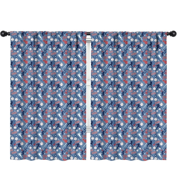Blackout Kids Curtains,Baseballs and Numbers Blue Pattern Children's Insulated Curtains Set Of 2,Bedroom Essentials,Toddler Room Decor 52"x84"