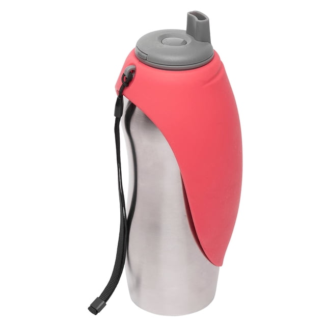 Messy Mutts Bouteille d'Eau de Voyage en Acier Inoxydable avec Bol Rabattable en Silicone / Accessoire de Voyage pour Animaux / Camping, Randonnée, Marche / 24 oz /