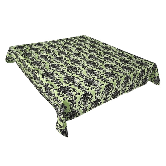 Floral Poplin Damask Durable Tablecloth Tea Green