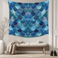 thumbnail image 5 of Blue Ombre Scale Tapestry for Bedroom Wall Hanging Tapestry, Abstract Art Ocean Coastal Ceiling Backdrop Tapestries Poster Blanket Wall Decor for Teens Room Living Room Dorm 51" x 59", 5 of 8