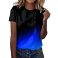 thumbnail image 1 of LUOGENLI T-shirts pour Femmes T-shirts Quotidiens d'Été à Imprimé Dégradé Col Rond Débardeurs Manches Courtes Chemises d'Entraînement Décontractées T-shirts Amples T-shirts Graphiques Vintage Vêtements d'Été Bleus m, 1 of 4